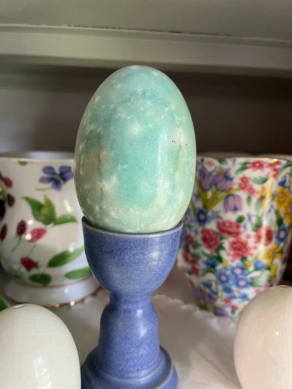 Polished Aqua Green Decorative marble alabaster stone Egg